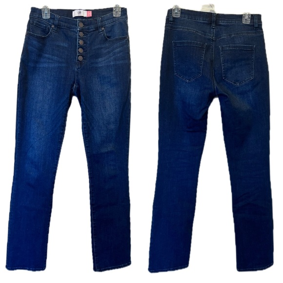 CAbi Button-Fly straight dark wash jeans Sz 4 Style 4327 - Picture 2 of 12